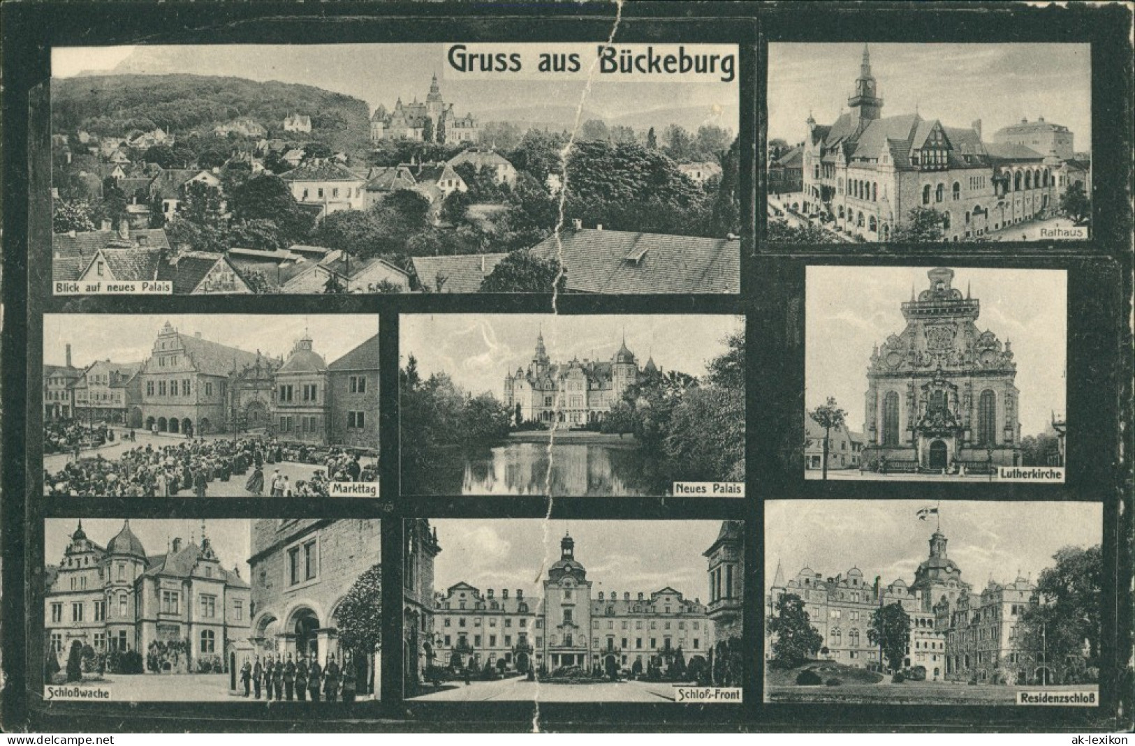 Ansichtskarte Bückeburg MB: Markttag, Schloß, Panorama Ua 1915  - Bueckeburg