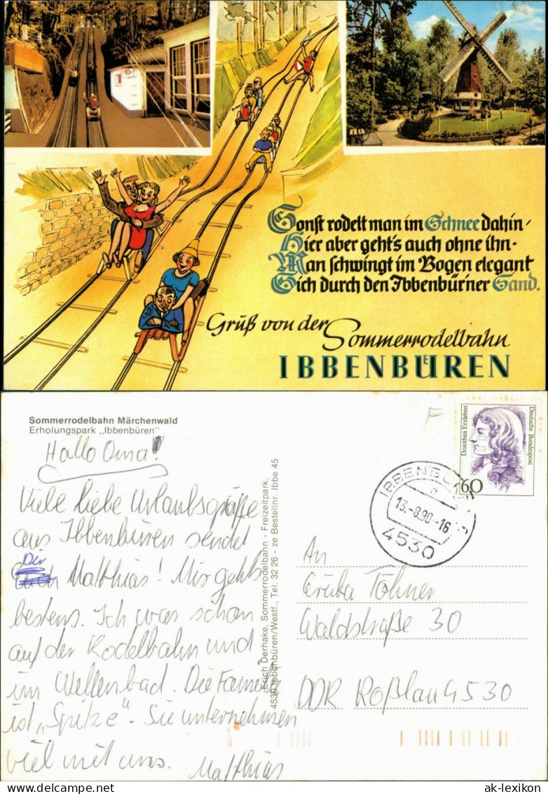 Ansichtskarte Ibbenbüren Sommerrodelbahn Märchenwald Erholungspark 1990 - Ibbenbueren