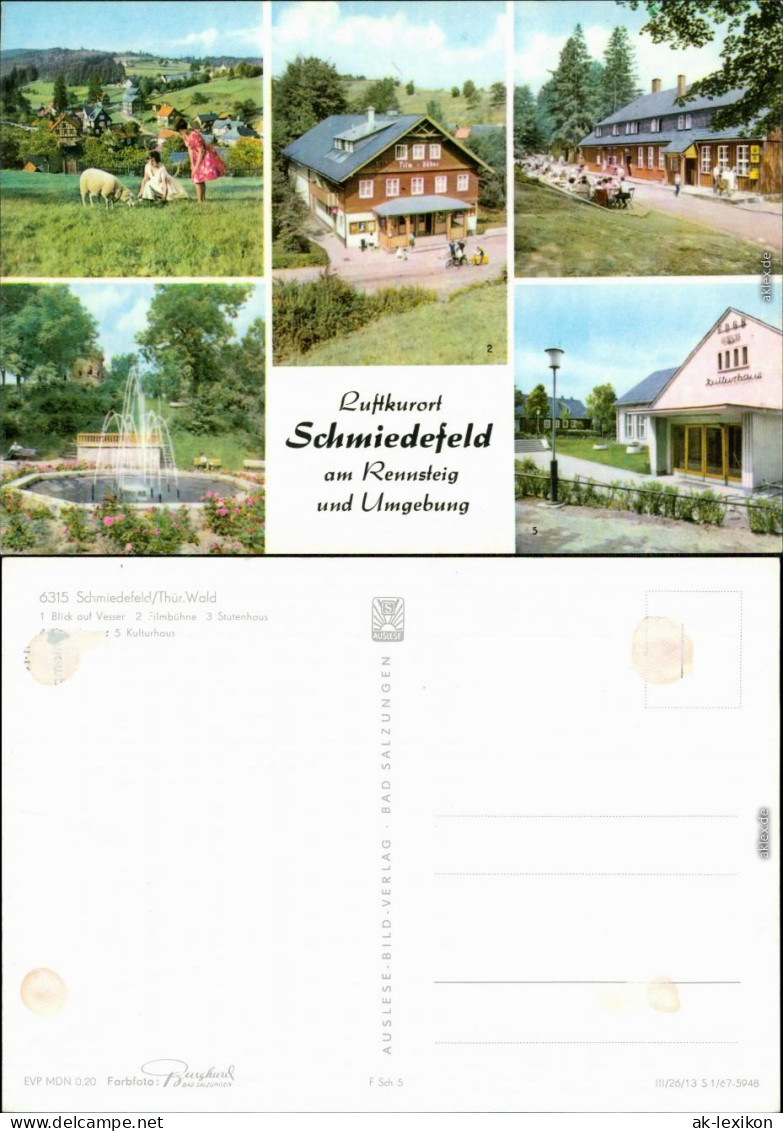 Schmiedefeld (Rennsteig) Blick Auf Vesser, Filmbühne, Stutenhaus,  1967 - Schmiedefeld