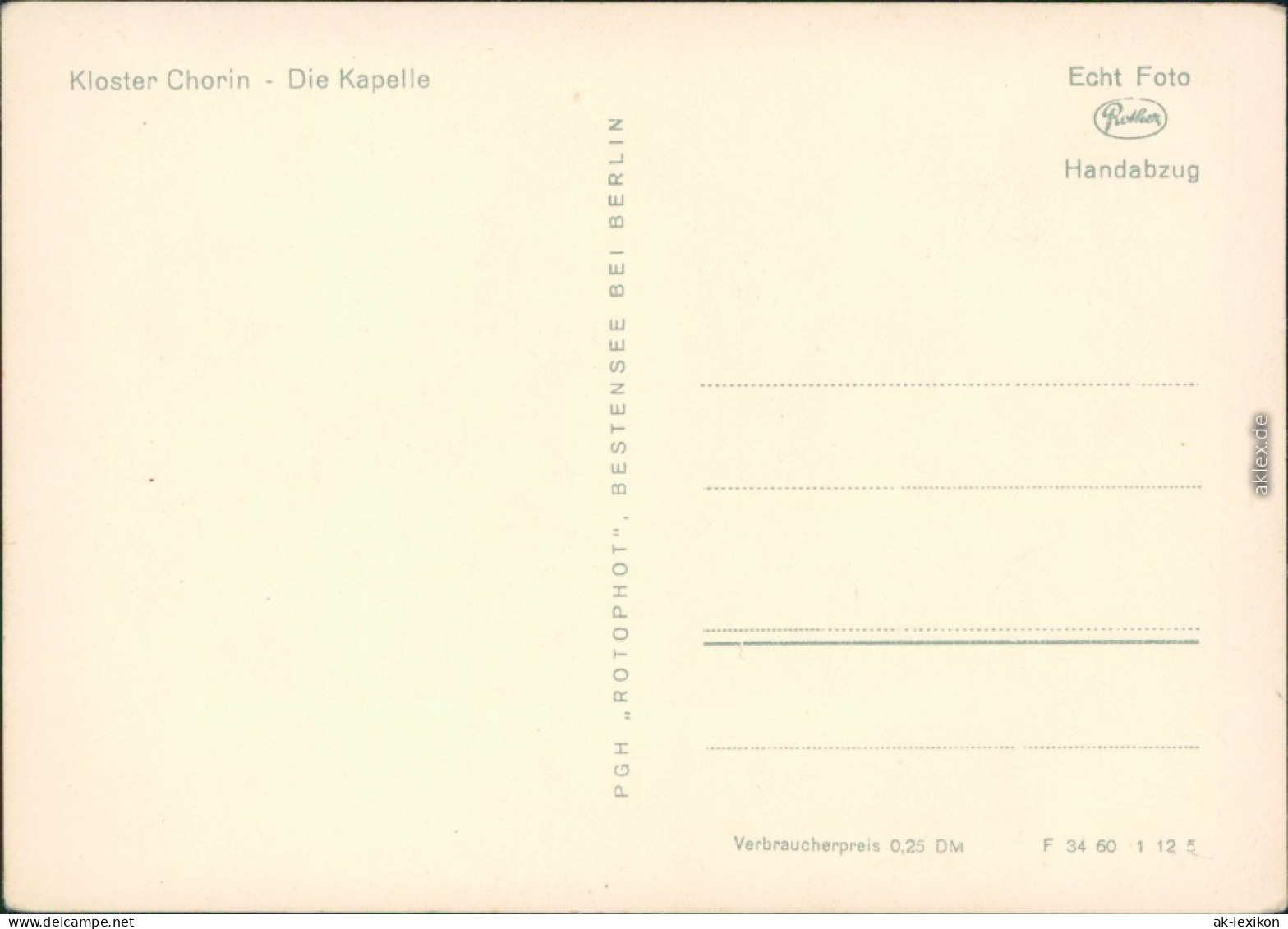 Ansichtskarte Chorin Kloster: Die Kapelle 1960 - Chorin
