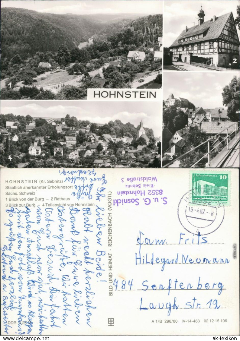 Hohnstein (Sächs. Schweiz) Panorama, Rathaus, Blick Zur Burg, Teilansicht 1980 - Hohnstein (Saechs. Schweiz)