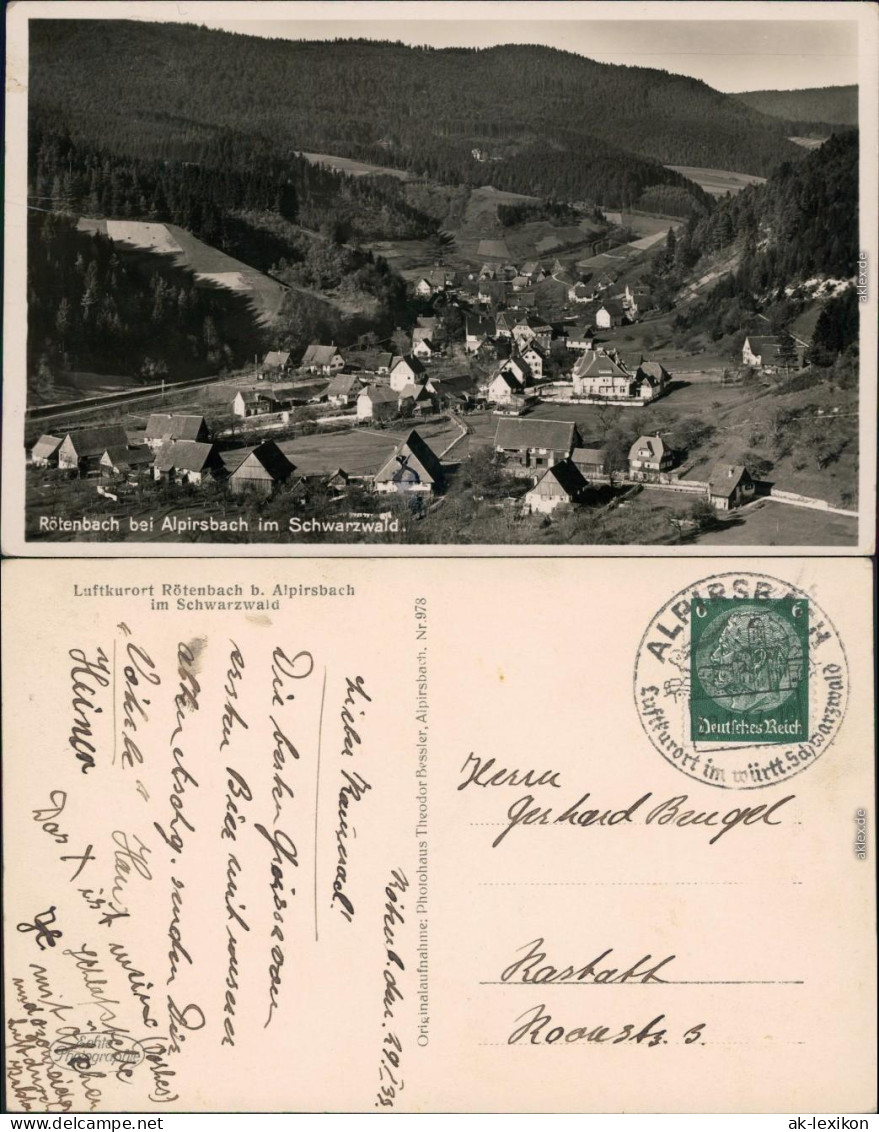 Ansichtskarte Rötenbach-Alpirsbach Panorama 1939 - Alpirsbach