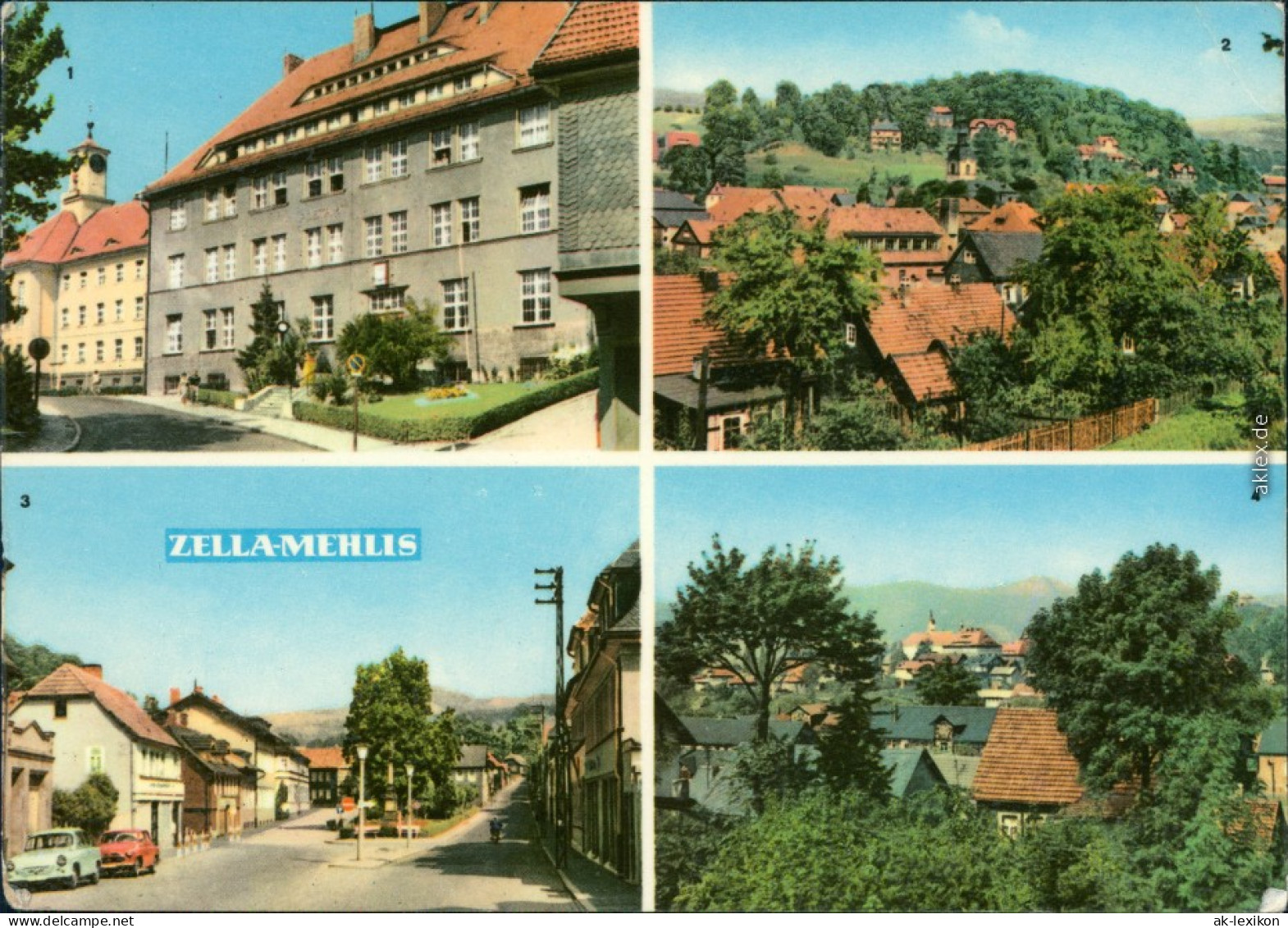 Zella-Mehlis Postamt, Panorama, Dr.-Külz-Platz, Teilansicht 1968 - Zella-Mehlis