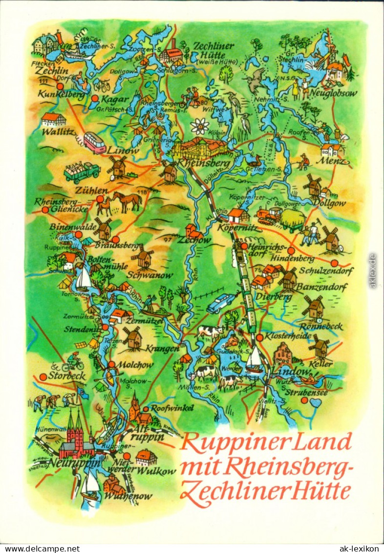 Zechlinerhütte-Rheinsberg Landkarte: Ruppiner Land 1985 - Zechlinerhütte
