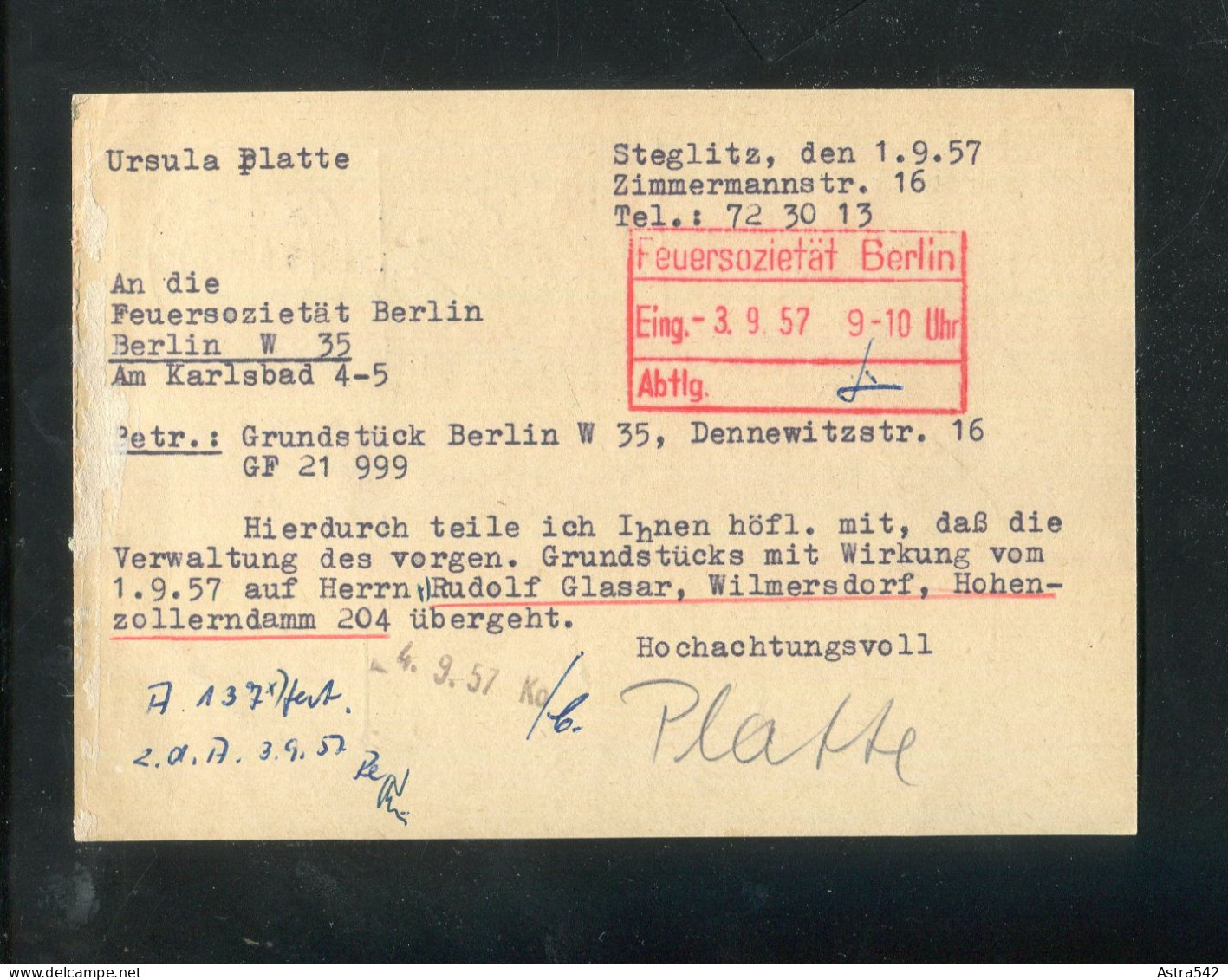 "BERLIN" 1957, Postkarte Mi. P 35 Stempel "BERLIN, Olympiade Der Kameradschaft" (50149) - Cartoline - Usati