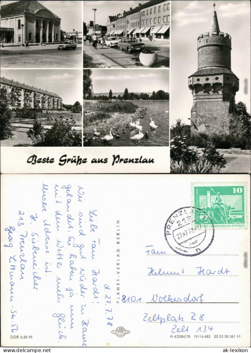 Ansichtskarte Prenzlau Turm, Straße, Wohnhaus, See 1978 - Prenzlau