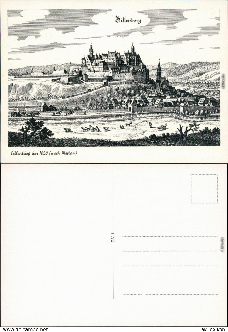 Ansichtskarte Dillenburg Künstlerkarte: Dillenburg Um 1650 (nach Merian) 1980 - Dillenburg