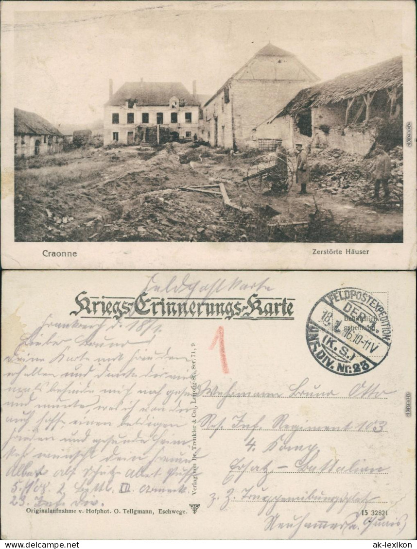 CPA Craonne Zerstörte Häuser - Soldaten 1916  - Craonne