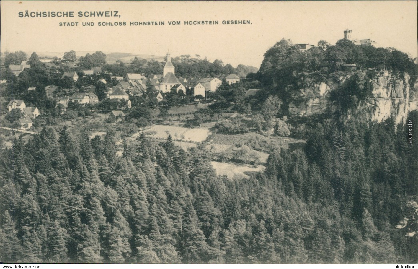 Ansichtskarte Hohnstein (Sächs. Schweiz) Stadt Vom Hockstein Gesehen 1909  - Hohnstein (Saechs. Schweiz)