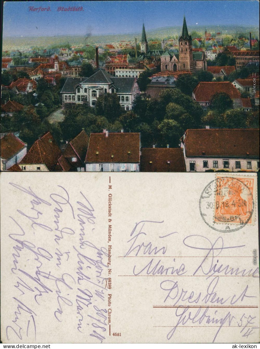 Ansichtskarte Herford Panorama Fabriken 1918 - Herford