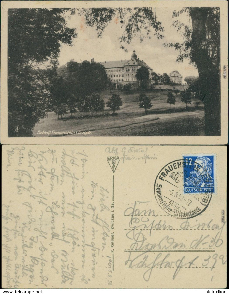 Ansichtskarte Frauenstein (Erzgebirge) Schloß Und Burgruine 1950 - Frauenstein (Erzgeb.)