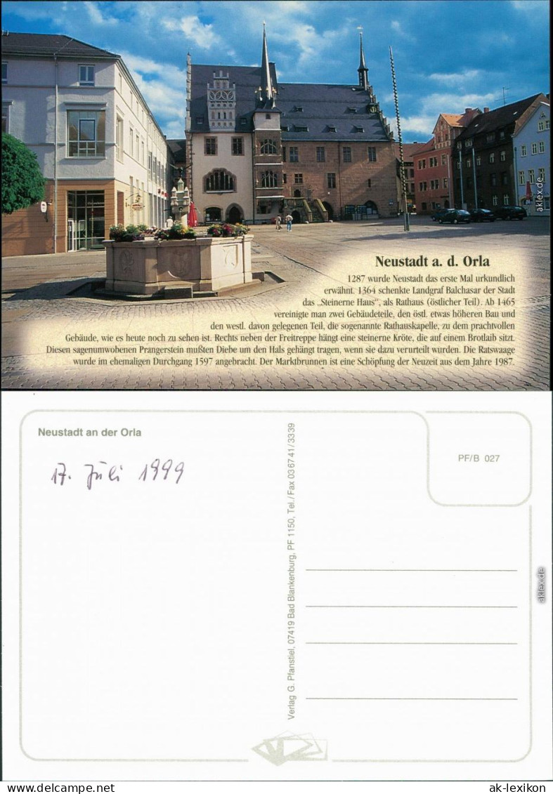 Ansichtskarte Neustadt (Orla) Markt, Brunnen, Rathaus 1999 - Neustadt / Orla
