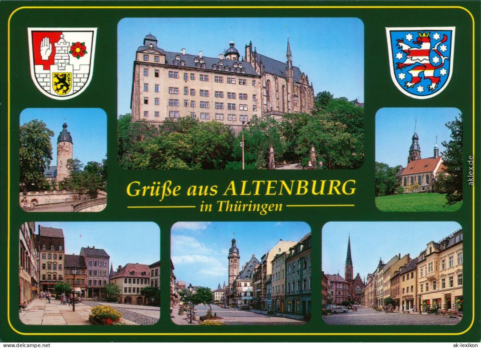 Ansichtskarte Altenburg Hauptmarkt, Schloss, Kirche, Rathaus 1999 - Altenburg