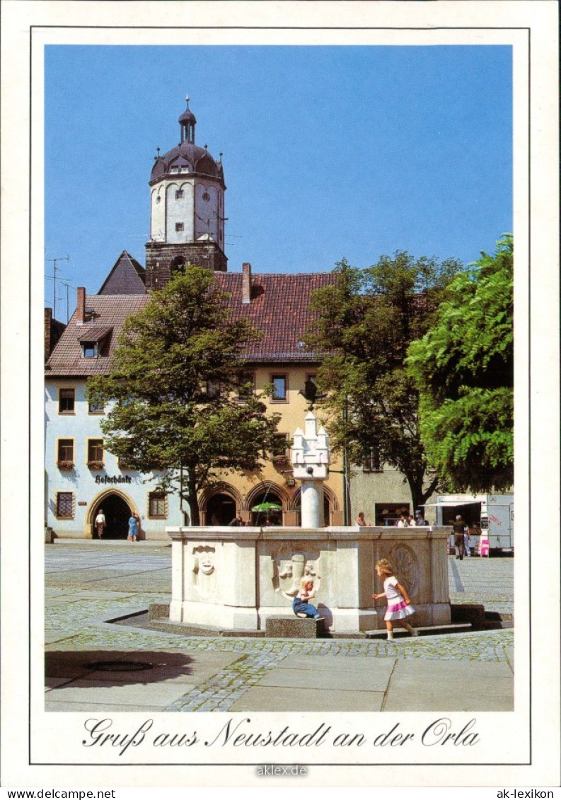 Ansichtskarte Neustadt (Sachsen) Markt Mit Kind Das Um Den Brunnen Rennt 1995 - Neustadt