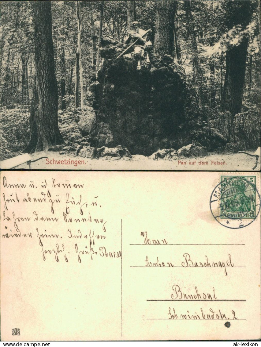 Ansichtskarte Schwetzingen Pan Auf Dem Felsen 1909  - Schwetzingen