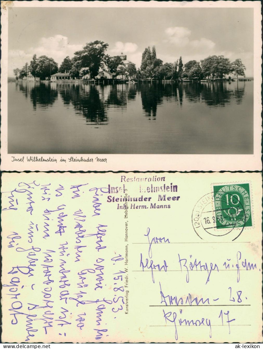 Ansichtskarte Wunstorf Blick Auf Insel Wilhelmstein 1953  - Wunstorf