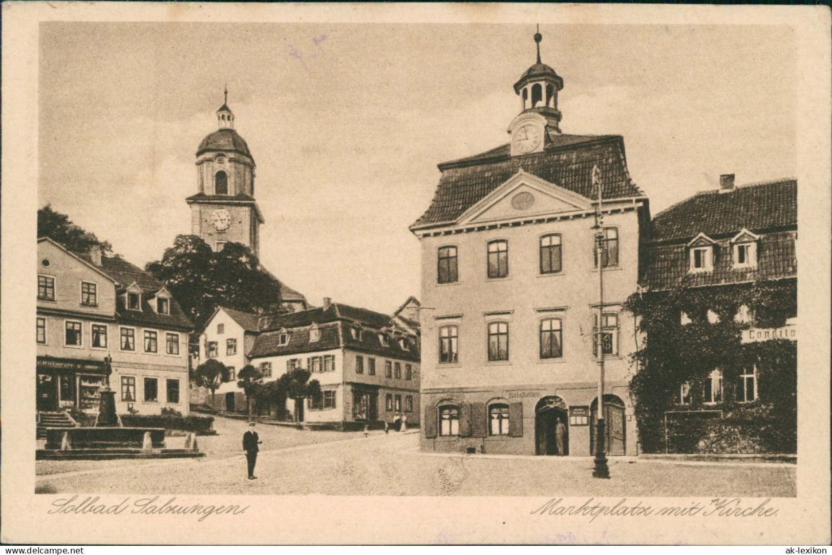Ansichtskarte Bad Salzungen Marktplatz Mit Kirche 1922  - Bad Salzungen