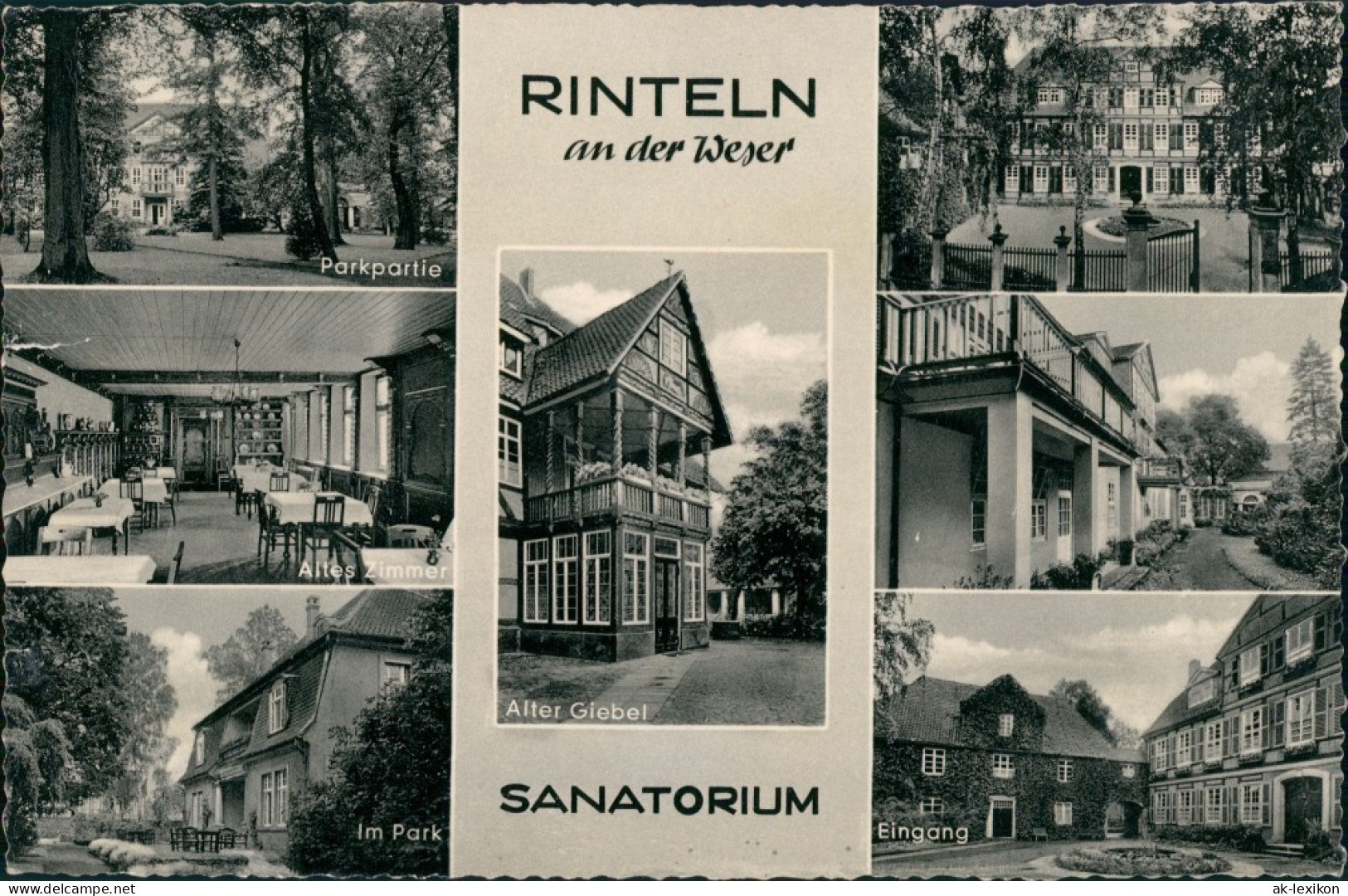 Ansichtskarte Rinteln Sanatorium: Park, Altes Zimmer, Eingang, Balkon 1960 - Rinteln