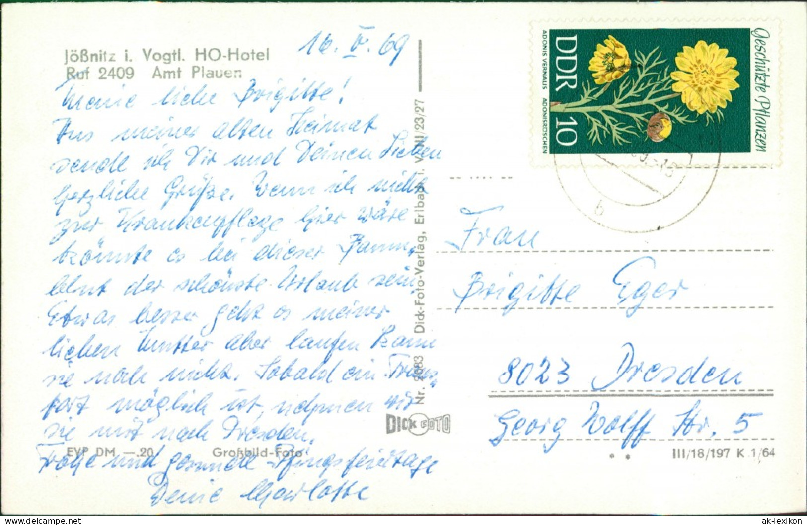 Ansichtskarte Jößnitz-Plauen (Vogtland) HO-Hotel 1964 - Plauen