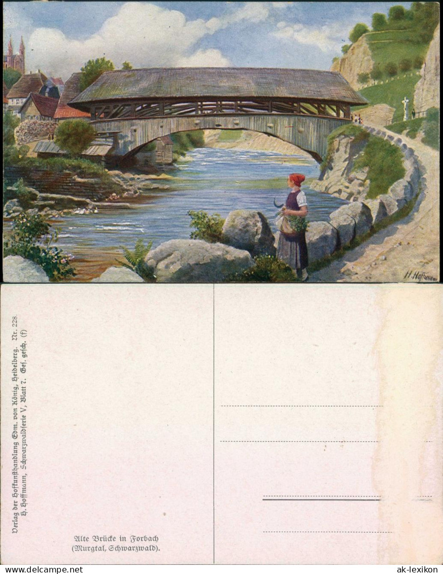 Ansichtskarte Forbach (Baden) Alte Holzbrücke 1918 - Forbach