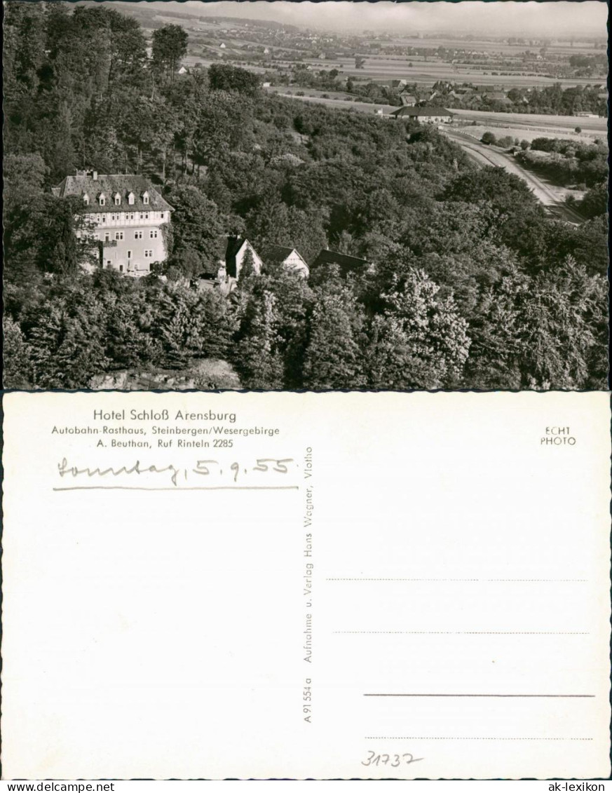 Ansichtskarte Steinbergen-Rinteln Hotel Schloss Arensburg 1955 - Rinteln