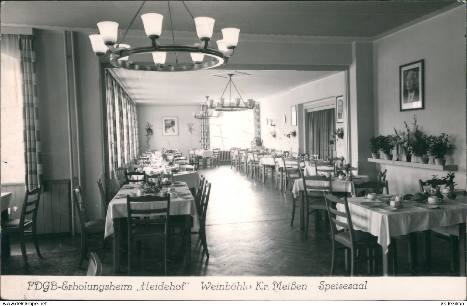 Ansichtskarte Weinböhla FDGB-Ferienheim "Heidehof" - Speisesaal 1958 - Weinboehla