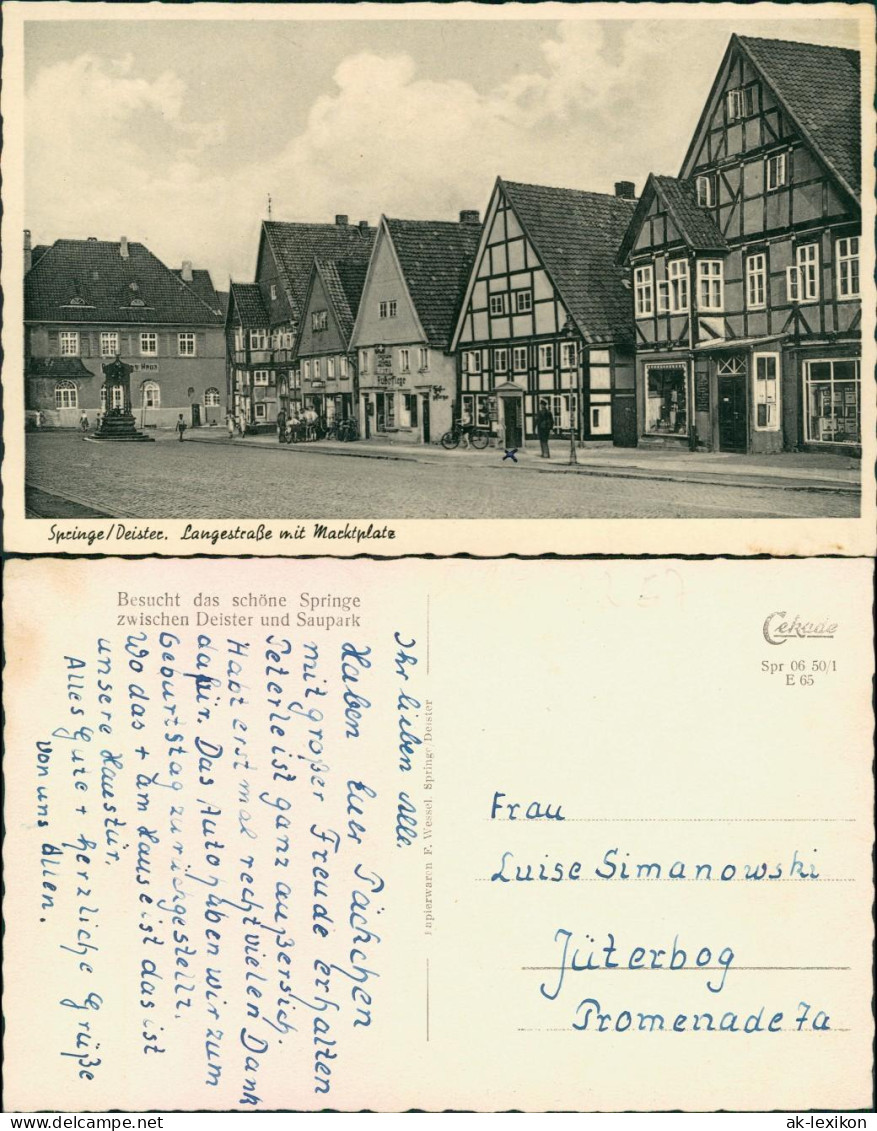 Ansichtskarte Springe Langstraße Mit Marktplatz 1965 - Springe