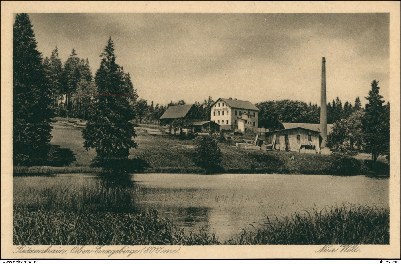 Reitzenhain-Marienberg Im Erzgebirge Hotel "Neue Welt", Dorfteich - Fabrik 1928 - Marienberg