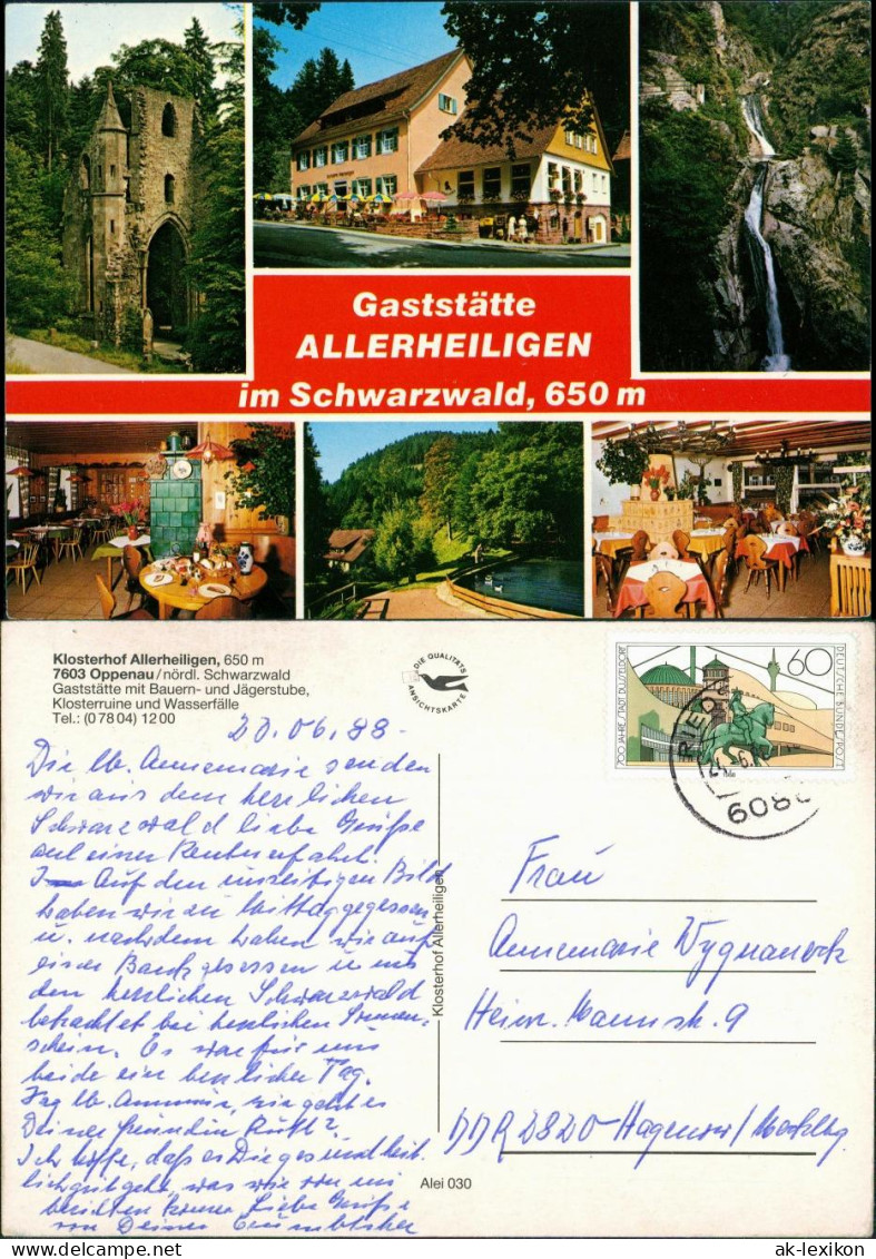 Ansichtskarte Oppenau Gaststätte Klosterhof Allerheiligen Im Schwarzwald 1988 - Oppenau