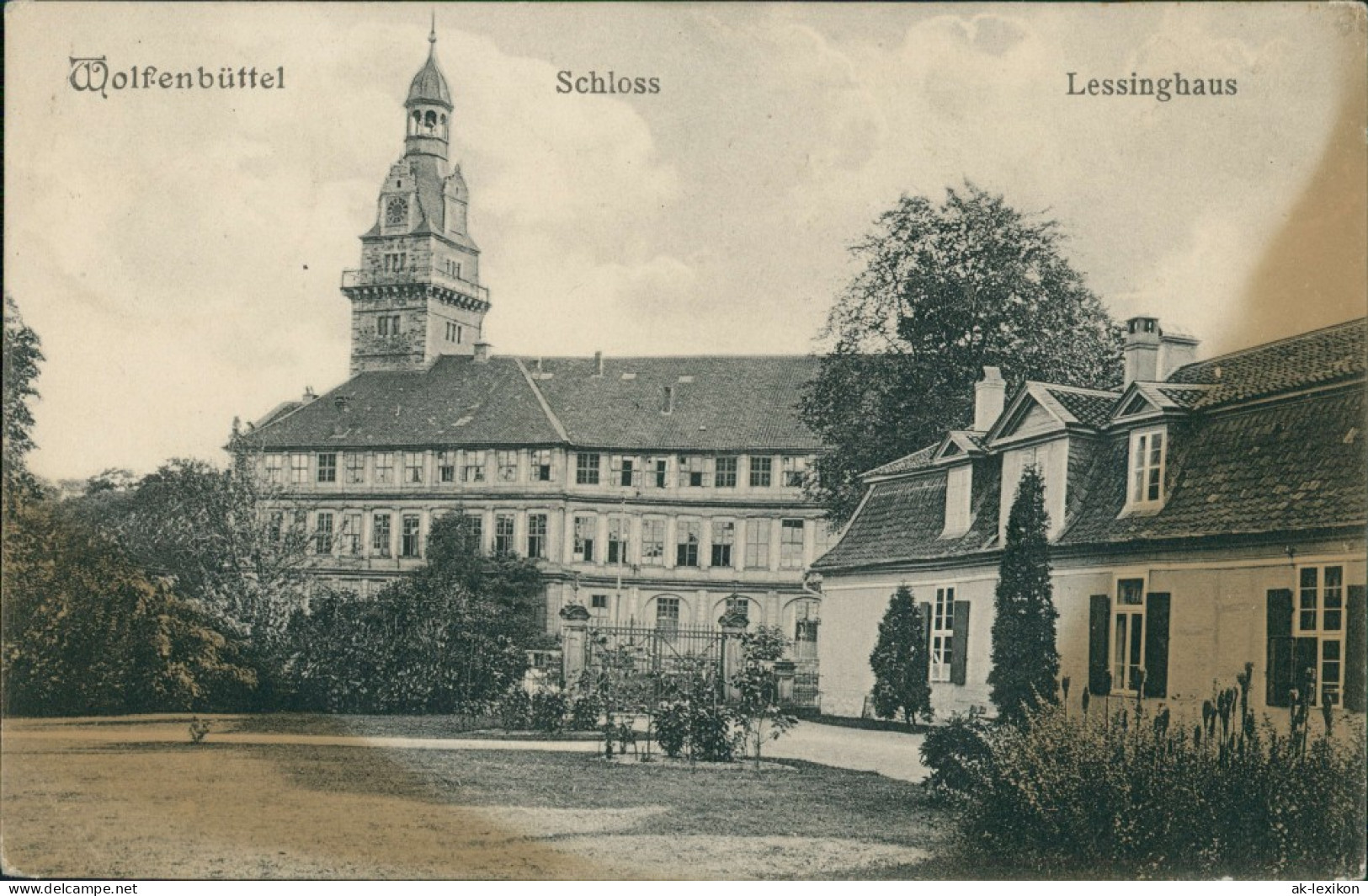 Ansichtskarte Wolfenbüttel Schloß Mit Lessinghaus 1919 - Wolfenbuettel