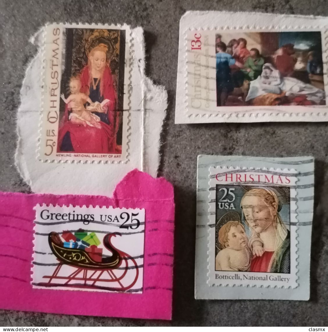 USA Christmas Boticelli National Gallery Paints 4 Used Stamps - 3a. 1961-… Used
