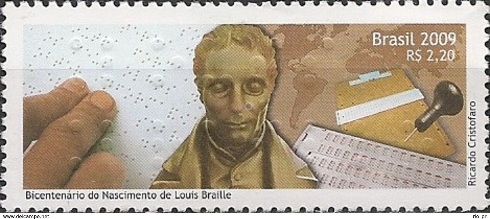 BRAZIL - BIRTH BICENTENNIAL OF LOUIS BRAILLE (1809-1852), INVENTOR OF BRAILLE SYSTEM FOR THE BLIND 2009 - MNH - Handicap