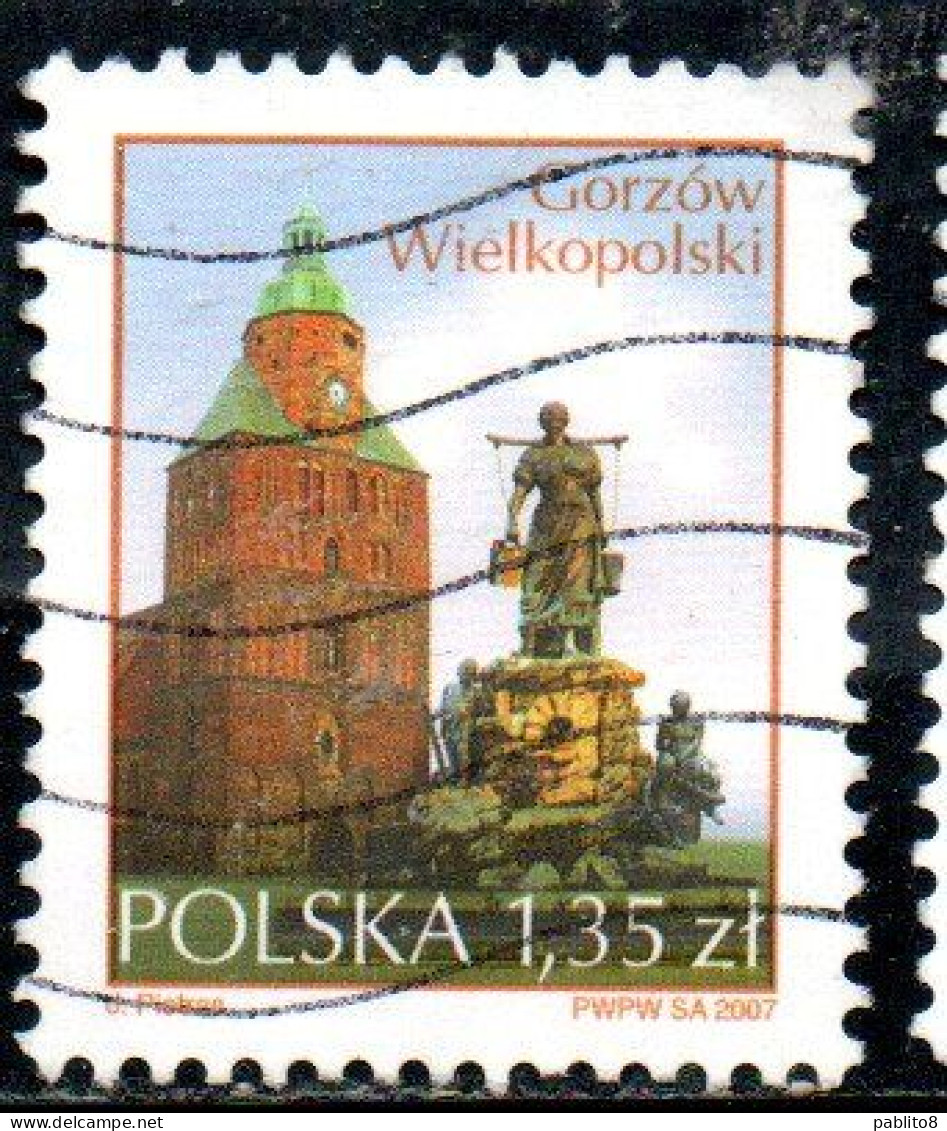 POLONIA POLAND POLSKA 2007 CATHEDRAL OF THE ASSUMPTION PAUKSCH FOUNTAIN GORZOW WIELKOPOLSKI 1.35z USED USATO OBLITERE' - Oblitérés