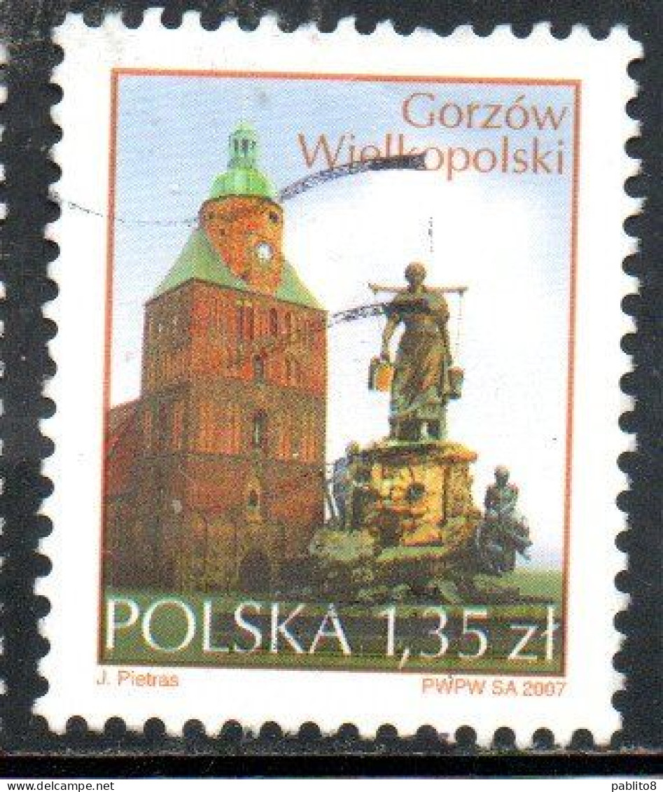 POLONIA POLAND POLSKA 2007 CATHEDRAL OF THE ASSUMPTION PAUKSCH FOUNTAIN GORZOW WIELKOPOLSKI 1.35z USED USATO OBLITERE' - Oblitérés