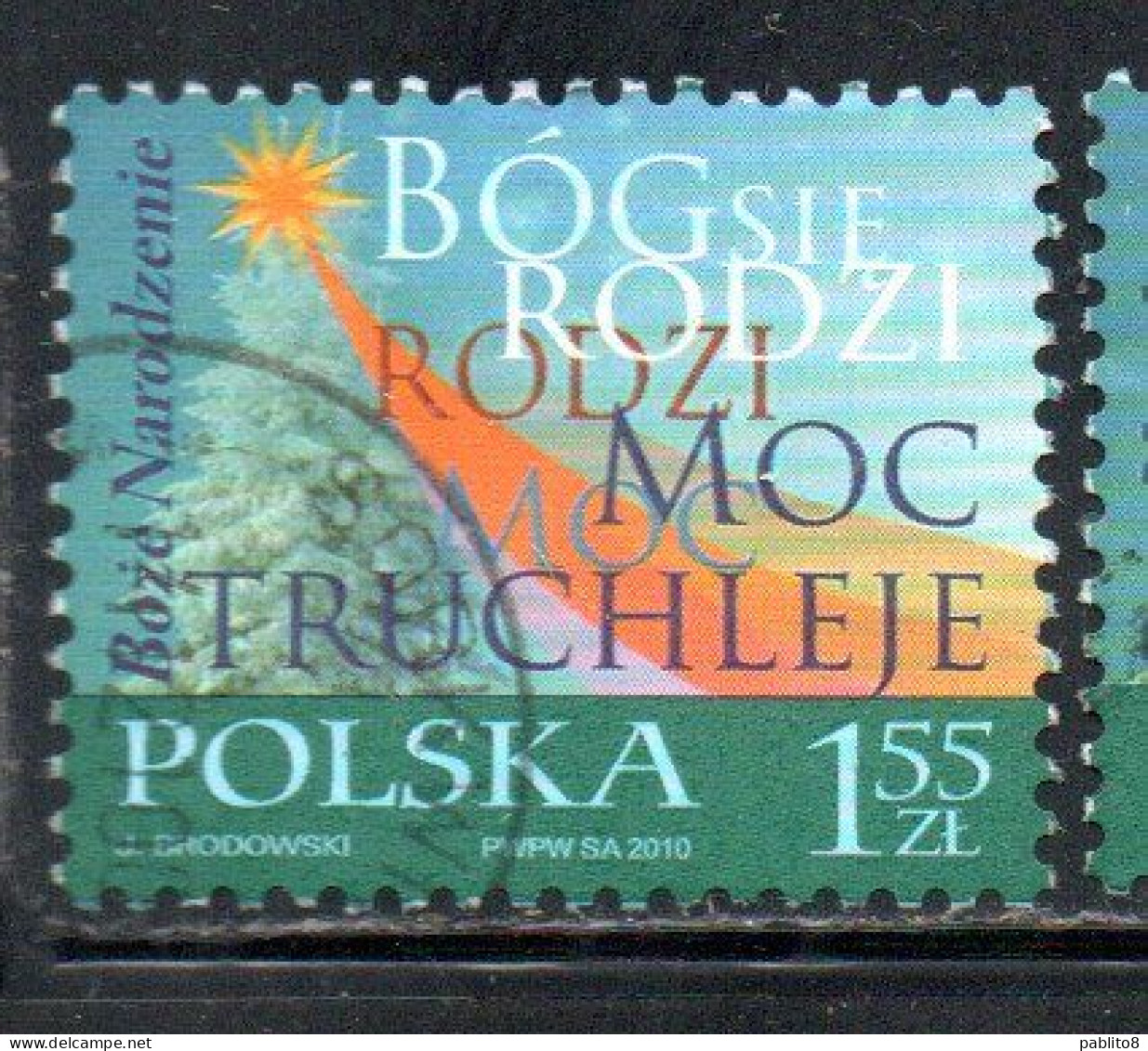 POLONIA POLAND POLSKA 2010 CHRISTMAS STAR AT BETHLEHEM 1.55z USED USATO OBLITERE' - Used Stamps