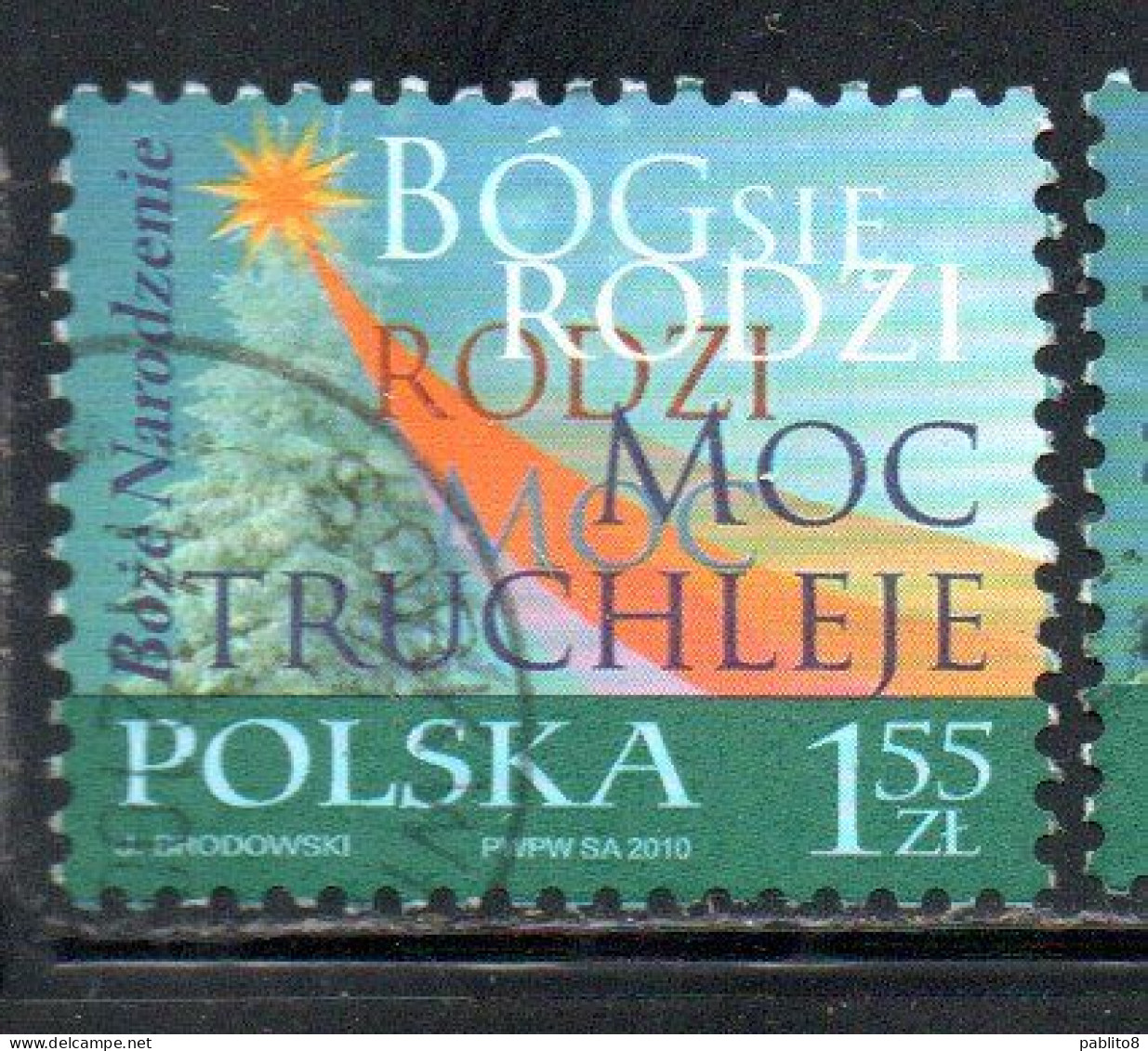 POLONIA POLAND POLSKA 2010 CHRISTMAS STAR AT BETHLEHEM 1.55z USED USATO OBLITERE' - Oblitérés