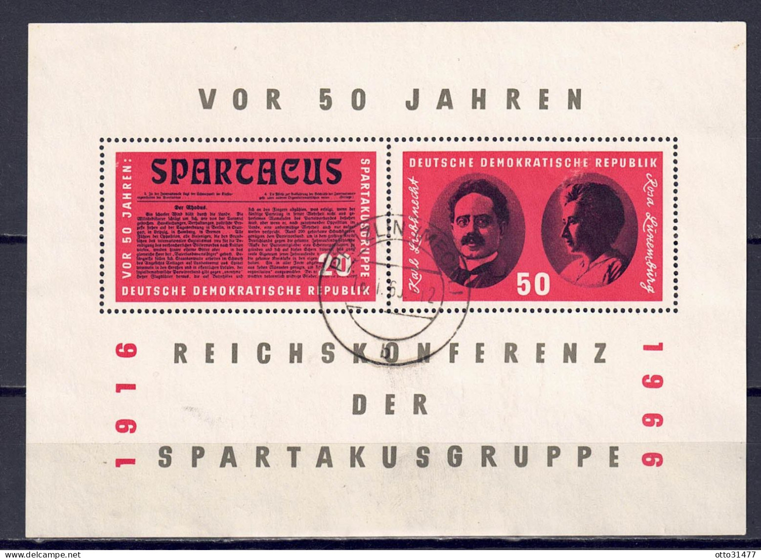 DDR 1966 - Spartagkusgruppe, Block 25, Gestempelt / Used - 1950-1970