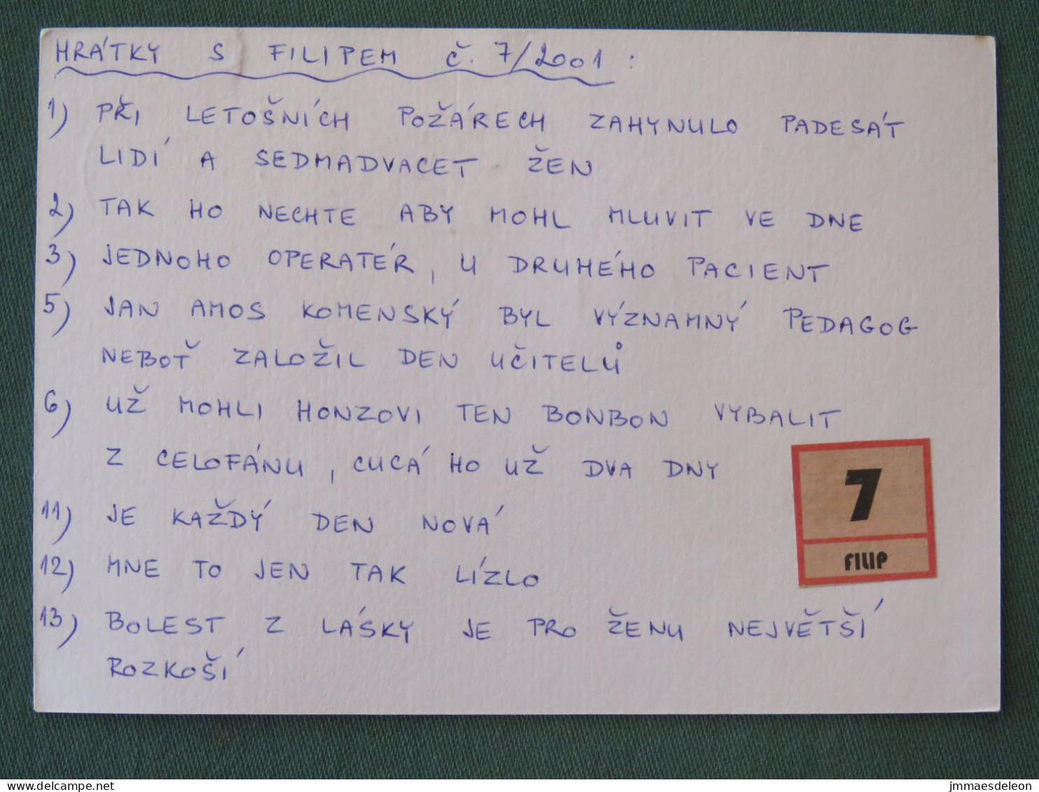 Czech Republic 2001 Stationery Postcard 5.40 Kcs Prague Sent Locally From Pardubice, EMS Slogan - Lettres & Documents