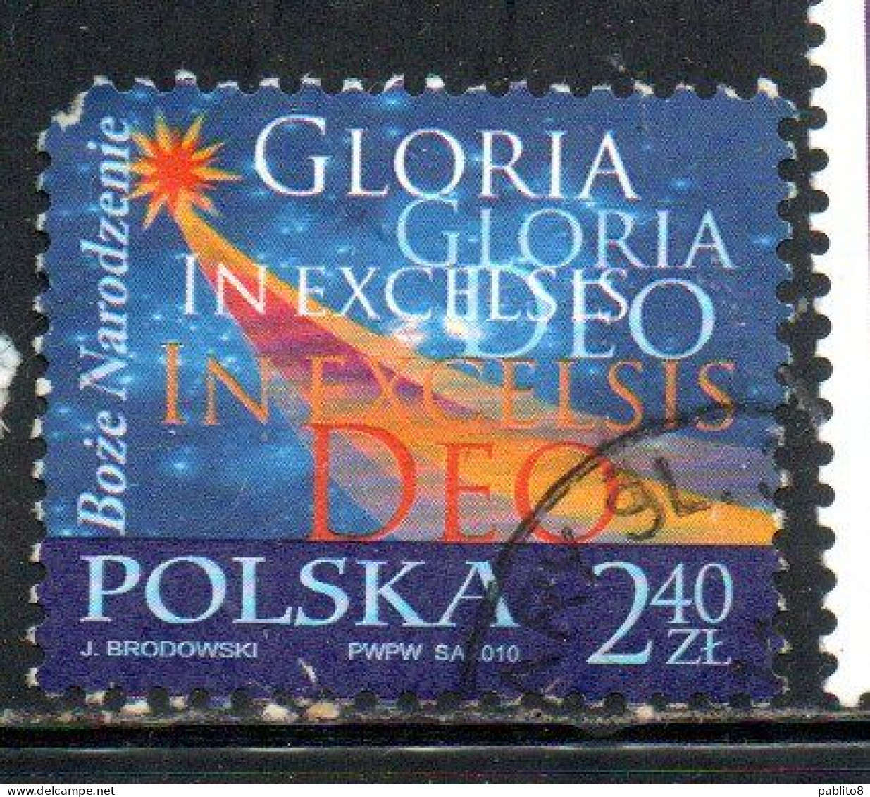 POLONIA POLAND POLSKA 2010 CHRISTMAS STAR AT BETHLEHEM NIGHT SKY 2.40z USED USATO OBLITERE' - Usati