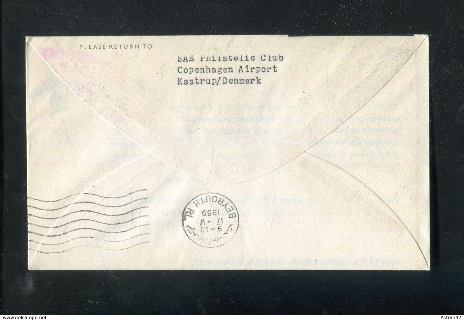 "DAENEMARK" 1959, SAS-Caravelle-Erstflugbrief "Copenhagen-Beirut" (50161) - Airmail