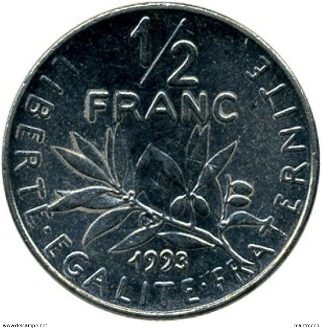 France - 1993 - KM 931 - 1/2 Franc - XF - 1/2 Franc