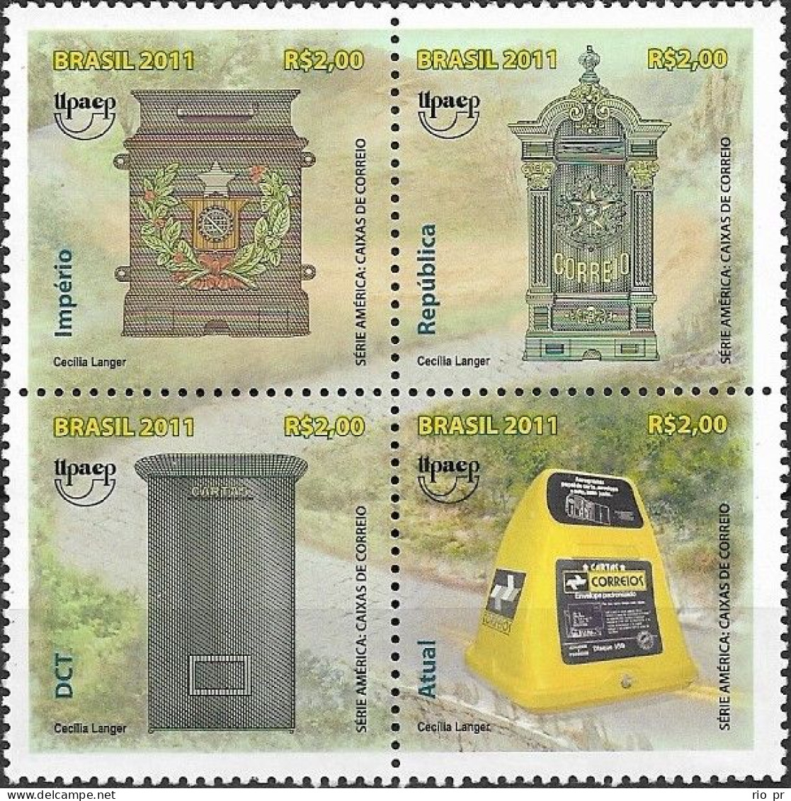 BRAZIL - BLOCK OF FOUR HISTORIC MAILBOXES (UPAEP ISSUE) 2011 - MNH - Altri & Non Classificati