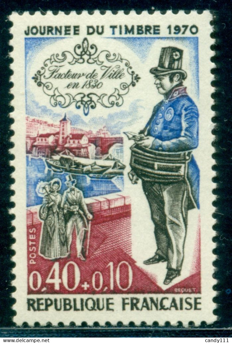 1970 City Postman,Bridge,Ship,Umbrella,Stamp Day,boat,France,1702 ,MNH - Giornata Del Francobollo