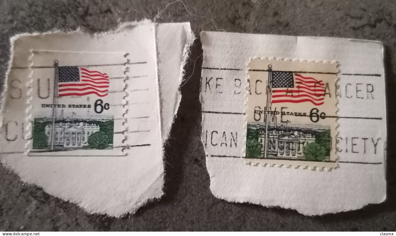 USA Flag Coil Stamp And Classic 6c Different Color Fragments T - 3a. 1961-… Afgestempeld