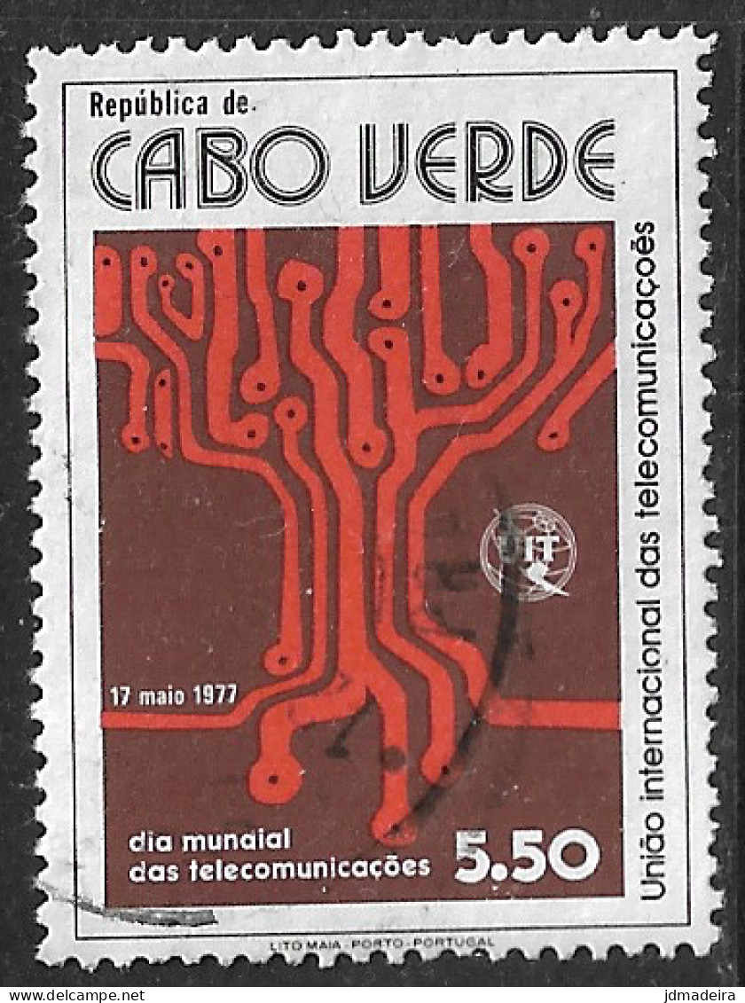 Cabo Verde – 1977 Telecom International Day Used Stamp - Cape Verde