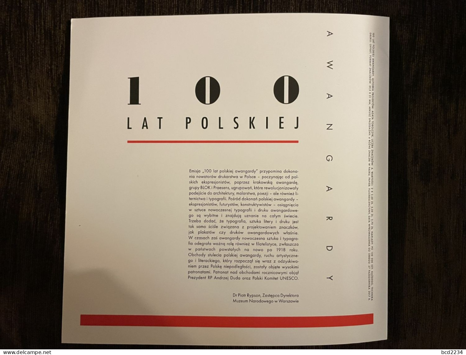 POLAND 2017 POLISH POST OFFICE SPECIAL LIMITED EDITION FOLDER: 100 YEARS OF POLISH AVANT-GUARD MS BLOK 310 ART ARTISTS - Covers & Documents