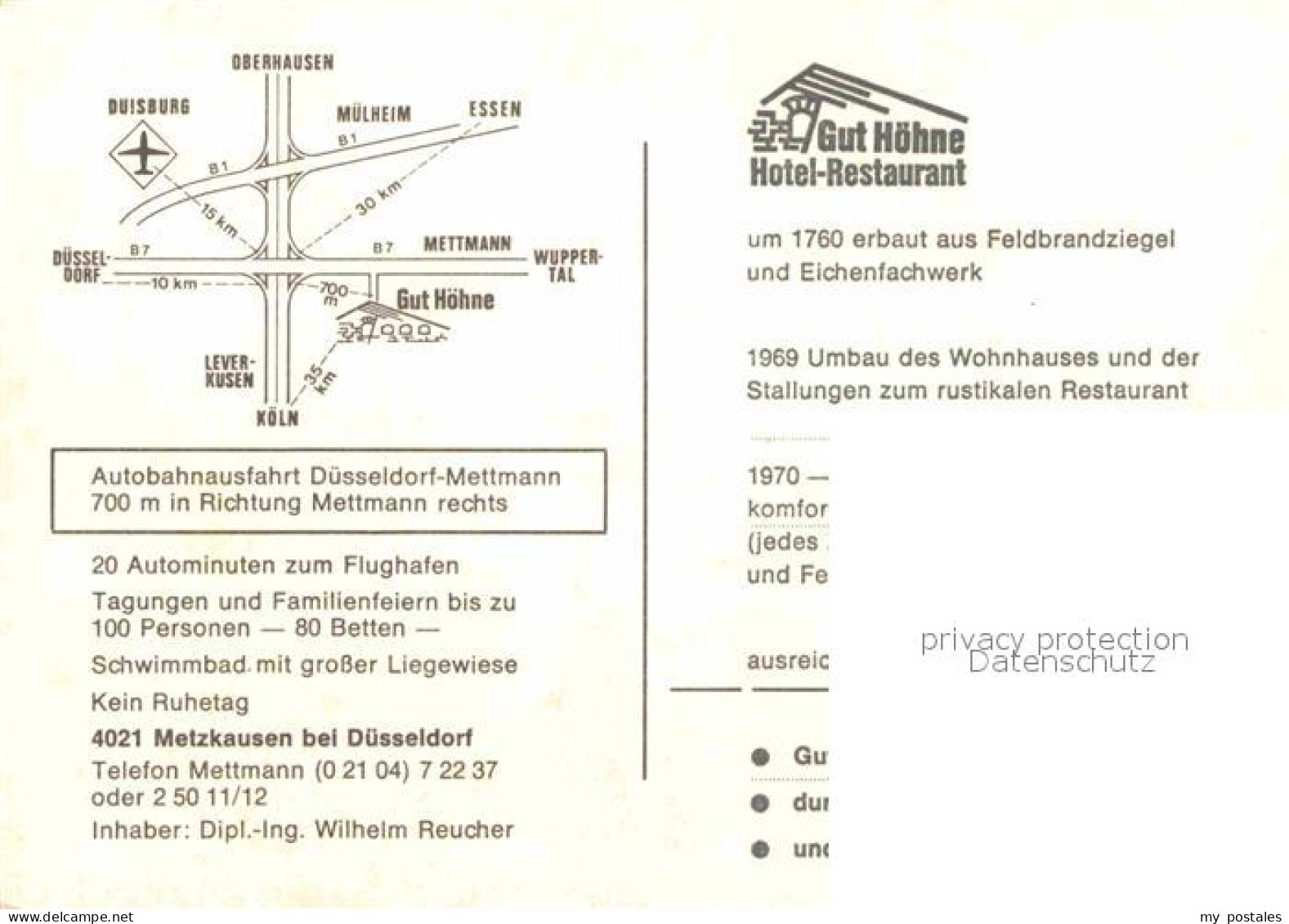 72698968 Metzkausen Gut Hoehne Hotel Restaurant  Mettmann - Mettmann