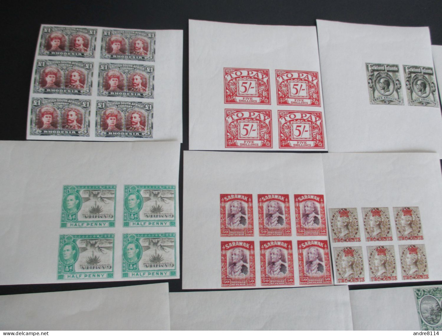 Lot Of Various Countries Blocks Being A Hialeah Reproduction Issue On Thick Paper Gummed Page For Study Only RS - Fantasie Vignetten