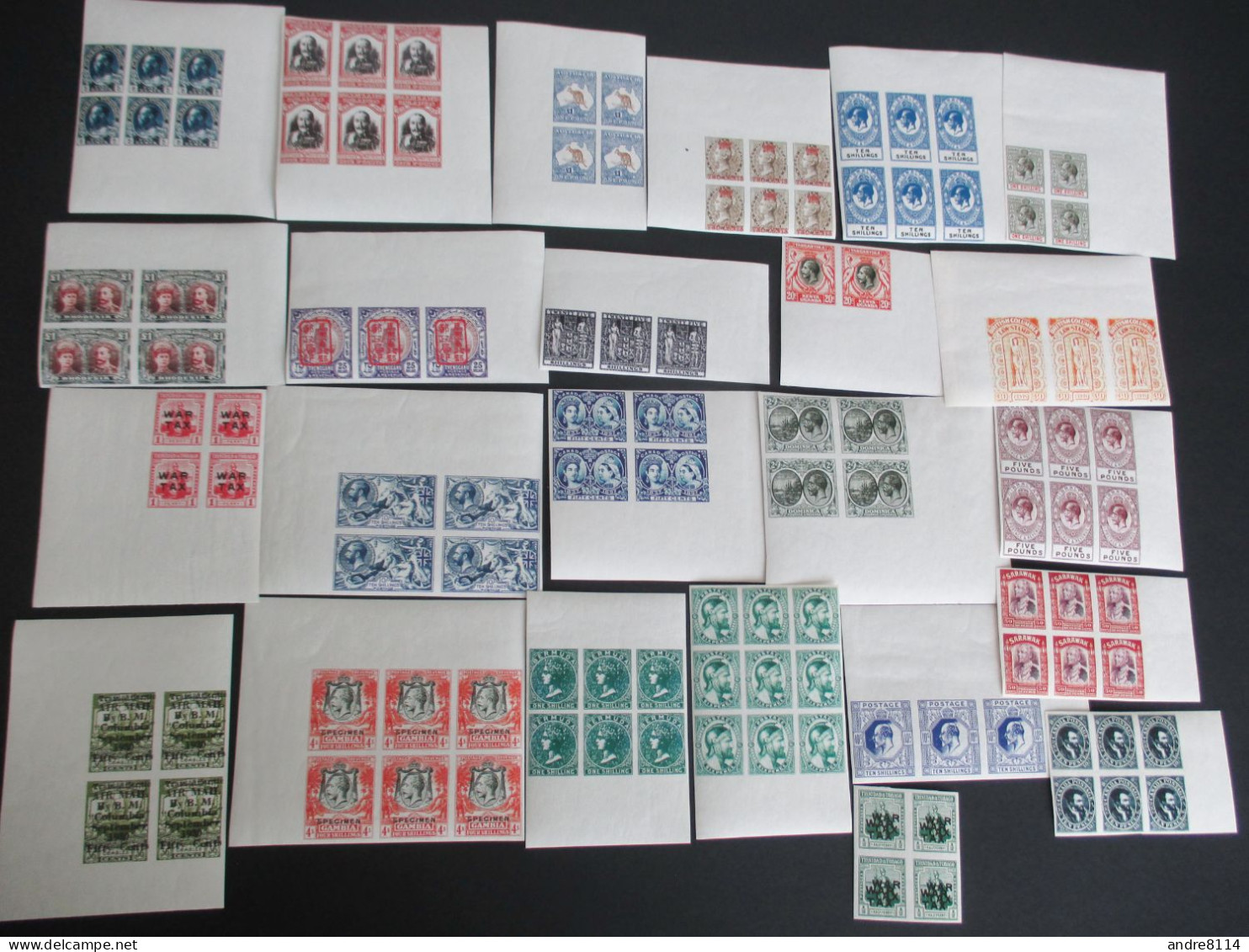 Lot Of Various Countries Blocks Being A Hialeah Reproduction Issue On Thick Paper Gummed Page For Study Only 2 RS - Fantasy Labels