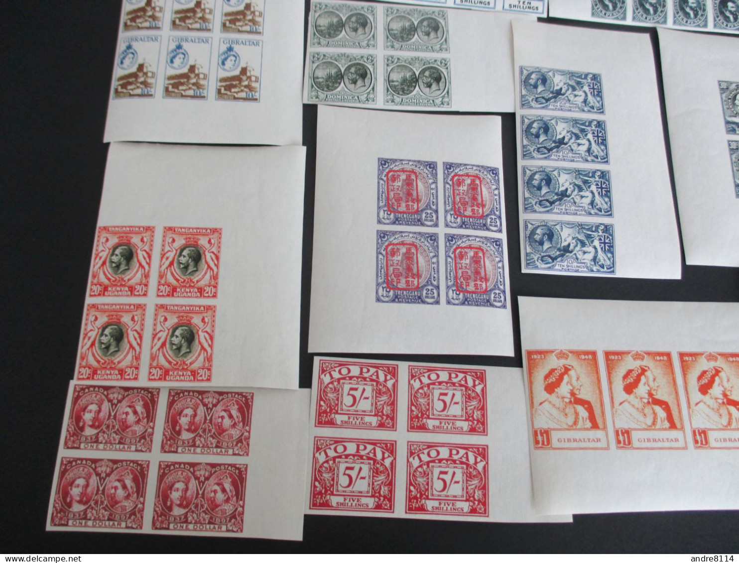 Lot Of Various Countries Blocks Being A Hialeah Reproduction Issue On Thick Paper Gummed Page For Study Only 3 RS - Fantasy Labels